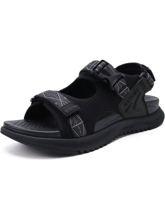 Men\'s Black Arch Support Mesh Athletic Thick Rubber Soles Hiking Sandal Shoes main image 4